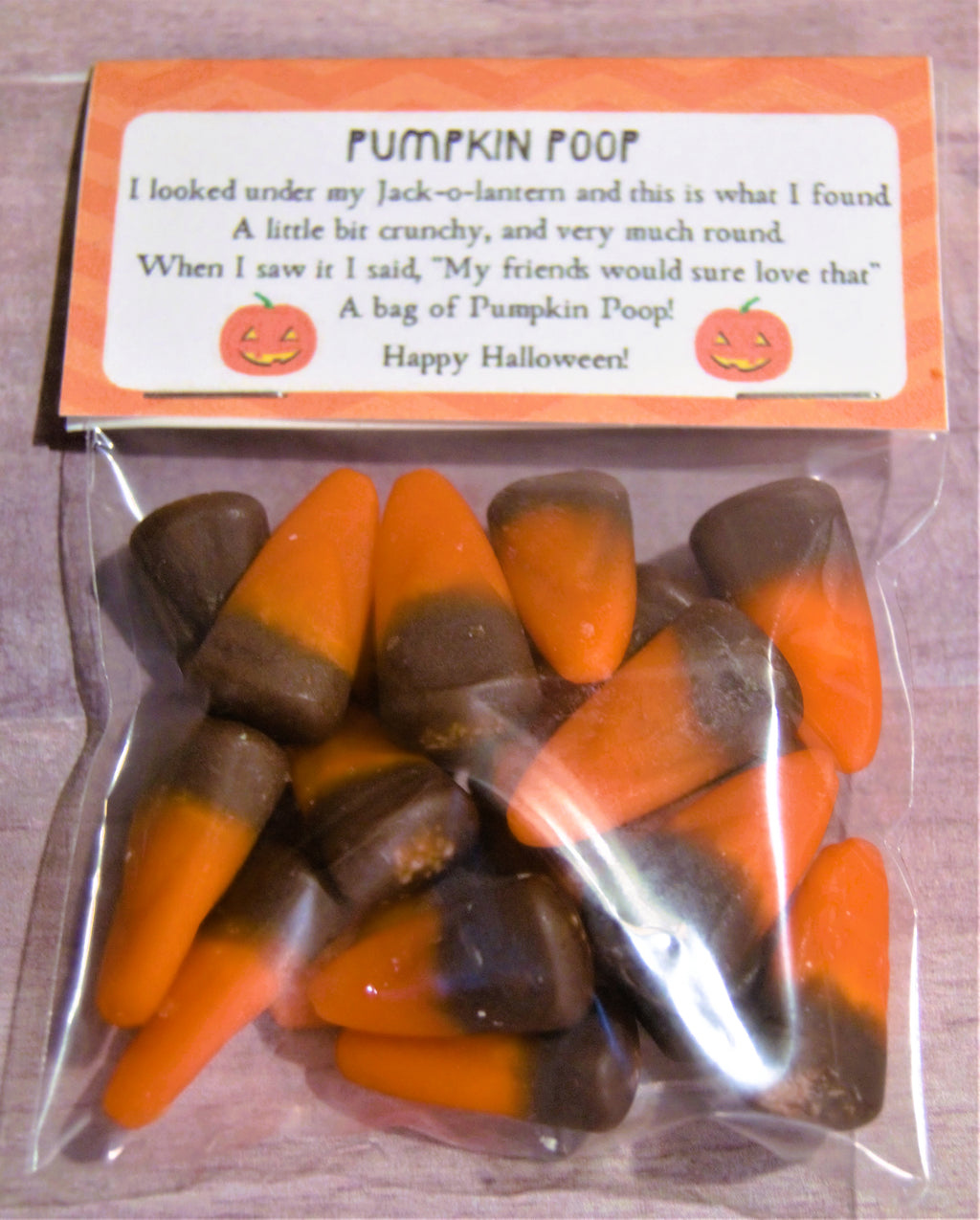 Pumpkin Poop with Poem Completed Treat